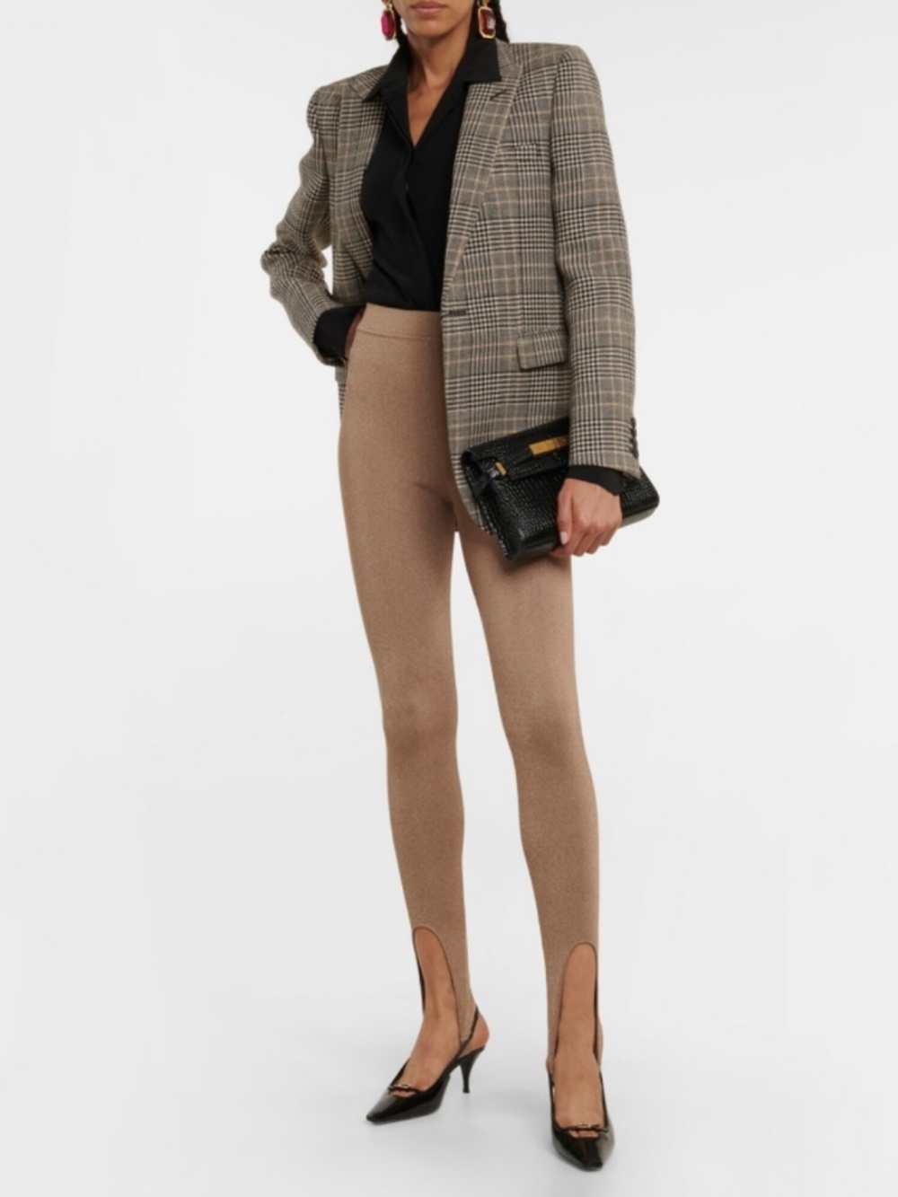 Saint Laurent Metallic Knit Stirrup Leggings